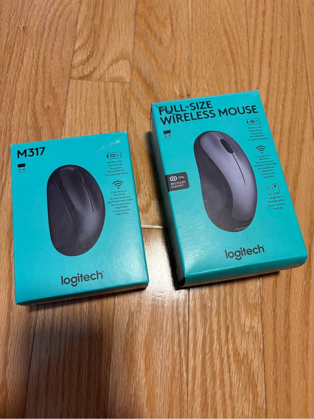 Lot of 2 - Logitech Small & Full-Size Wireless Mouse - Black